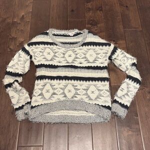 Xhilaration Size Med Fuzzy Black White Gray Soft Popover Long Sleeve Sweater